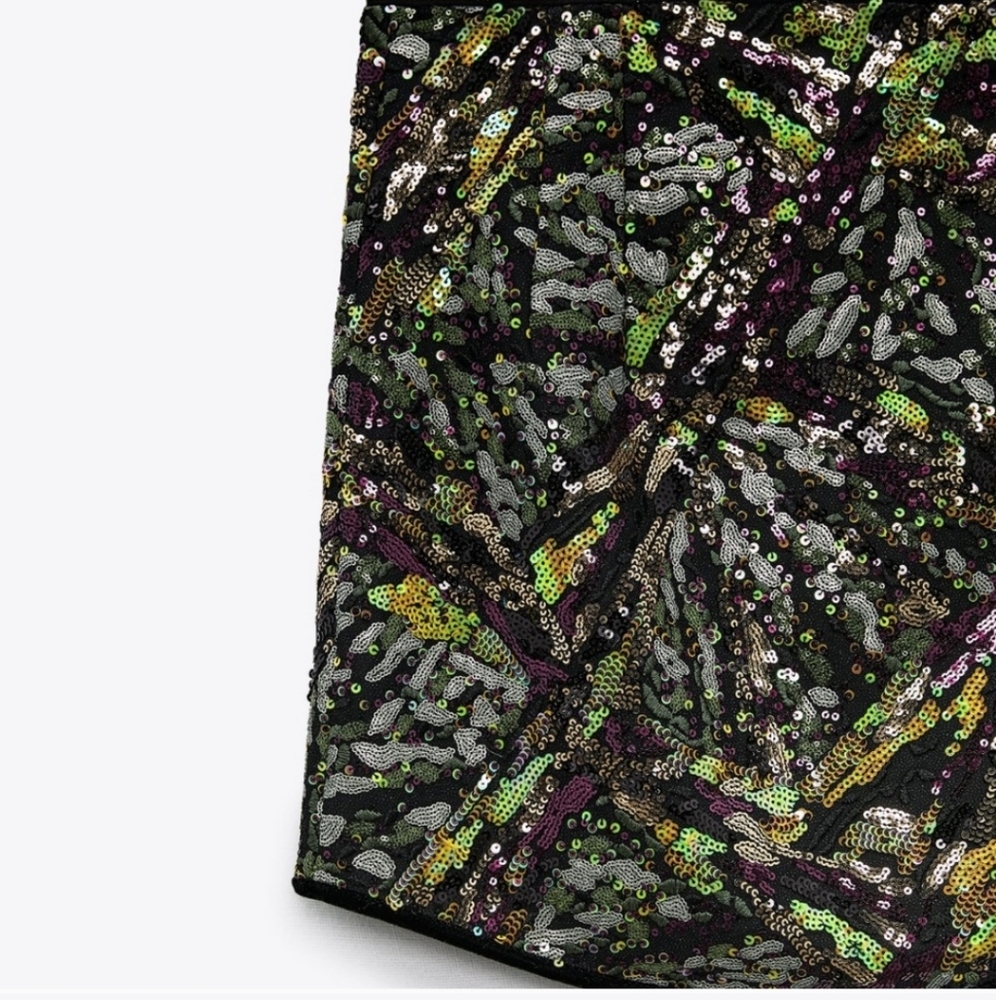 Zara SHORT MINI SEQUIN SKIRT - Picture 10 of 11